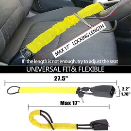NON-SQUARE Steering Wheel Lock Seat Belt Lock, Universal Steering Wheel Locks for Car Anti Theft Device, Anti Theft Car Device Fit Most Cars Vehicle SUV Golf Cart (Yellow)