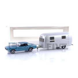 Norev 270582 Ford Mustang 1968 Bleu métallisé et Caravane Airstream Jet-car Collectible Miniature, Blue Metallic