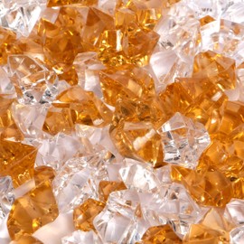 LUSSO LIA 150 pcs Fake Crushed Ice Rocks Fake Diamonds Acrylic Crystals Gemstones for Vase Fillers Wedding Decoration Home Decoration Party Decoration Table Scatter Crystals (Coffee/Transparent)