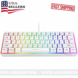 Snpurdiri 60% Wired Gaming Keyboard 61 Keys RGB Backlit Ultra-Compact Waterproof Key Board