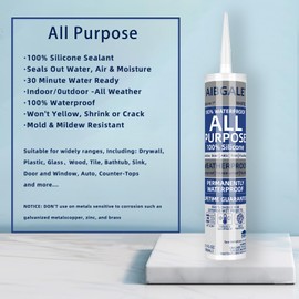 Caulking Tool Kit, Caulking Gun, 2 White Silicone Sealant with Gun - All-Purpose 100% Silicone Caulk (20 oz Tube), and 5 in 1 Scraper/Smoothing Tool, Sandpaper, Gloves and Masking Tape
