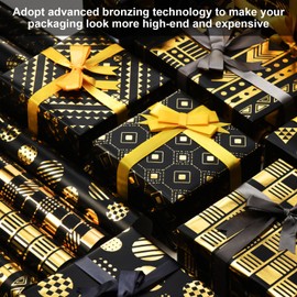 DIYCICO 8 Sheets Christmas Wrapping Paper Holiday Woodland Gift Scene with Christmas Tree, Snowflakes, 28 x 20 Inch, Heavy Thicker Folded Flat Paper (Not Rolled)