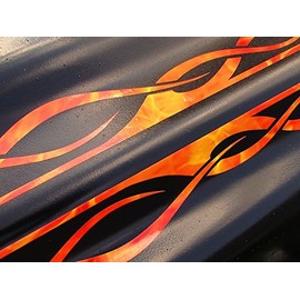 Pinstripe Flame Decals - True Fire - 4pc Set for John Deere & All Riding Ride on Lawn Garden Mower Tractor Racing