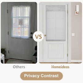 HOMEIDEAS Non-See-Through Sidelight Curtains for Front Door, Privacy Semi Sheer French Door Window Curtains, Light Filtering Drapes with Tie Up for Small Window, 1 Panel, Light Grey, W12 X L40 Inch