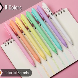 Mr. Pen- Retractable Gel Pens, 8 Pack, Color Ink Gel Pens Fine Point, Macaron Pastel Colors, 0.7mm Gel Pens Fine Point, Retractable Pens, Cute Pens, Aesthetic Pens for Journaling Fine Tip Pens