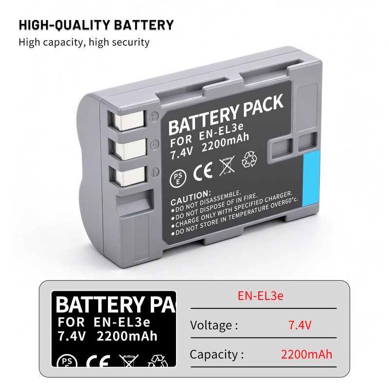 2-Pack EN-EL3e Battery with Dual Charger for Nikon D50 D70