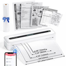 COLORWING M832 Portable Printers Wireless for Travel, 300DPI Mini Compact Inkless Printer, Thermal Bluetooth Printer Compatible with Android and iOS Smartphone & Tablet & Laptop - White