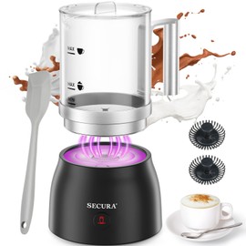 Secura 17oz 4-in-1 Electric Milk Frother and Steamer with Glass Jug, Hot/Cold Foam Maker for Latte, Cappuccino, Macchiato & Hot Chocolate, No Non-Stick Coating and Teflon-Free Design