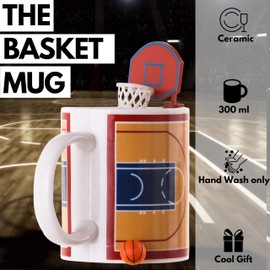 Winkee - Basketball Tasse mit Korb und Ball | Sport Kaffeebecher mit Spielfunktion für Basketball Fans