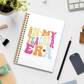 RUNMESS In My Teacher Era Spiral Journal Notebook 5.5×8.3,Teacher College Ruled Spiral Notebook, Best Teacher Gifts for Women,Teacher Journal Notebook Gift,160 Pages