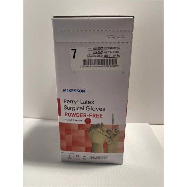 Mckesson Size 7 Perry Latex Surgical Gloves Powder Free 50