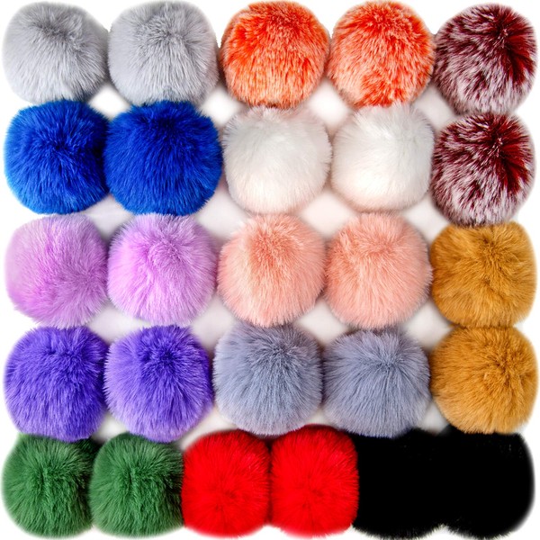 BQTQ Pack of 26 Pompoms Faux Fur Rabbit Fur Pompoms for Women and Girls Bag Hats Pendants Decoration 13 Colours