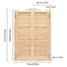 Cafe Door, Swing Solid Wood Door, 180° Auto Opening & Closing Double Doors with Hinges for Kitchens Clubs Cafes, Unfinished, 30" X 42" X 1.34" (Wood)