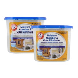 Arm & Hammer Moisture Absorber & Odor Eliminator 14oz Tub, 2 Pack - Eliminates Musty Odors & Freshens Air for Closets, Laundry Rooms, Mud Rooms