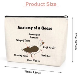 Goose Gifts for Women Cosmetic Bag Goose Lover Gift Goose Owner Presents Goose Whisperer Toiletry Bag Bird Lover Gift for Friend Sister Colleague Birthday Christmas Zipper Travel Pouch