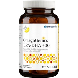 Metagenics OmegaGenics EPA-DHA 500 Dietary Supplement, Lemon, 120 Count