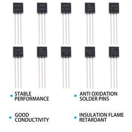 10Values 100PCS A1015 BC327 BC337 2N2222 2N2907 2N3904 2N3906 S8050 S8550 C1815 PNP NPN TO-92 BJT Transistors Assortment Kit