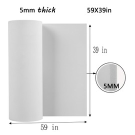 AMZQNART EVA Foam, Cosplay Foam Roll, Size 5mm Thick 39 x 59in (16sqft) Suitable for Large Foam Cosplay Modeling, DIY Projects, Crafts, Ultra High Density 90 kg/m3. White