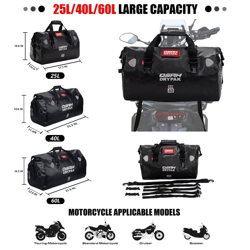 Greanthour Waterproof Duffel& Luggage Bag - Motorcycle Dry Bag Tail