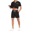 PrinStory Men's Summer Track Suits Waffle Knit Polo Shirt and