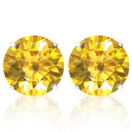 Belinda Jewelz - Round Stud Earrings, Cubic Zirconia 6mm Birthstone Earrings, 925 Sterling Silver Stud Earrings, Birthstone Earrings for Girls and Women, Gemstone, Cubic Zirconia