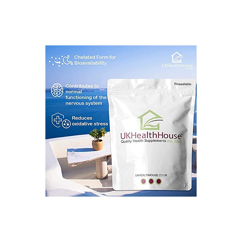 UKHealthHouse Copper Bisglycinate 1mg - 500 Tablets 1,000mcg Mineral Supplement