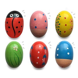 JoFAN 6 Pack Wooden Percussion Musical Shake Eggs Easter Egg Shakers for Kids Boys Girls Toddlers Easter Gifts Easter Basket Stuffers Fillers