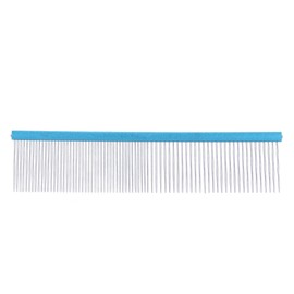 Pet Steel Comb 2 Different Densities Prevents Static Dog Grooming Comb with Rounded Ends for Long and Short Haired Breeds Blue 22cm/8.7in