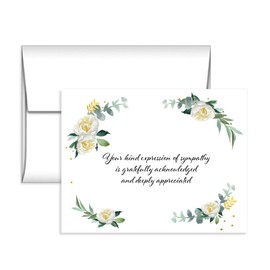 15 Soft Flower Sympathy Acknowledgement Cards, Includes Envelopes