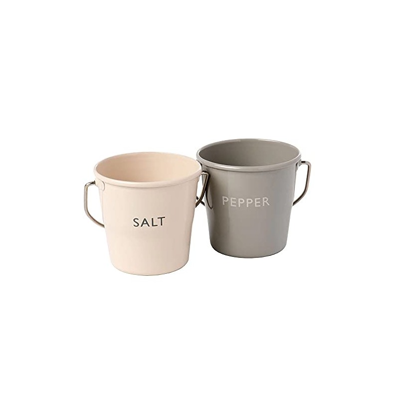 Eddingtons Ranch Salt & Pepper Condiment Buckets Cream and Grey