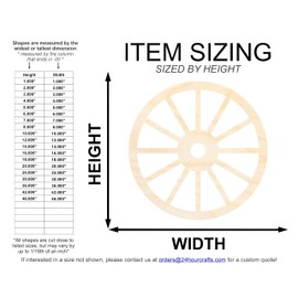 Unfinished Wood Wagon Wheel Shape | Rustic Farmhouse | DIY Craft Cutout | Up to 24" 20" / 1"
