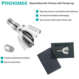 FREHOMEE Manual Nose Hair Trimmer for Man & Woman,No Battery Required,Trimmer for Nose,Ear,Moustache and Whiskers Hair,Waterproof,Stainless Steel with Brush,Nasal Clippers (4-Professional Model)