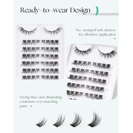 Onlyall Lash Clusters Pre-styled Natural Lashes Eyelash Extension Individual Lashes C Curl Eyelash Clusters Wispy Lash Clusters DIY Lash Extensions CN-9