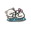 Kolorspun Nap Addict Cat Enamel Lapel Pin (White)