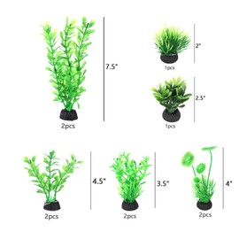 AQUANEAT Artificial Fish Tank Plants, Plastic Aquarium Decorations, Green Accessories, 10pcs