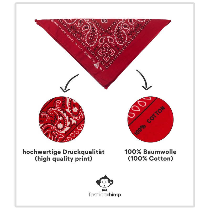 fashionchimp Bandana, 100% Cotton, Premium Quality, Nicki Neckerchief for Men