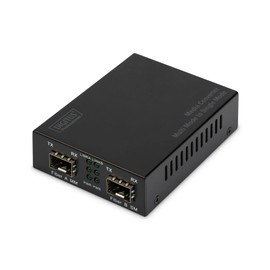 DIGITUS Media Converter - SFP Port - Gbit Ethernet - SFP / SFP - 100/1000Base-X - Multimode / Singlemode - Black