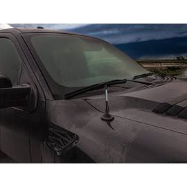 RYDONAIR Antena Estilo Bala Corta de Repuesto para Ford Raptor F150 (2009-2018) | 50 Cal, 5.5 Pulgadas | Revestimiento de Polvo Negro Plano |, Black Mast with Silver Carbon Fiber Wrap