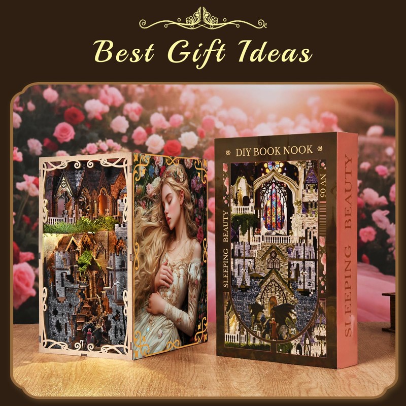 MiniCity 3D Wooden Puzzle Bookend Bookshelf Insert Decor with LED