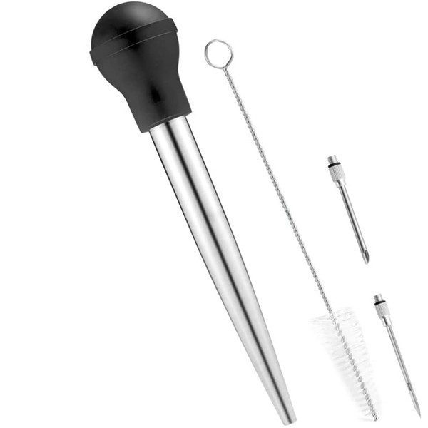 Turkey Baster, Professional Turkey Baster Syringe for Cooking with Cleaning Brush and Marinade Tools, Stainless Steel Turkey Baster for Oiling and Marinating Turkey, Beef, Pork, Fish