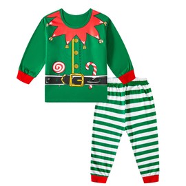 LENSOUS Baby Toddler Boys Girls Christmas Pants Set Elf Costume Outfits Clothes (Green, 2T)