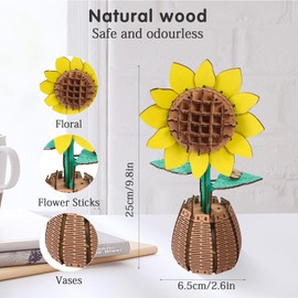 Iridsmole 3D Puzzle DIY Wooden Flower, Craft Kits for Kids Adults Toys, Wooden Puzzle Model Kits for Adults, DIY Craft Gifts for Women, Flowers Artificial for Home Decorations