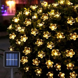 MXJFYY Christmas Decoration Fairy Lights, 100 LEDs, Peach Blossom Fairy Lights, 12 m, 8 Modes, Solar Waterproof, Christmas Decoration Indoor Outdoor Suitable for Christmas Tree, Bedroom, Party,