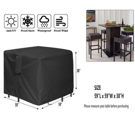 Hengme 5 Piece Bar Height Patio Dining Set Covers, Outdoor Waterproof Square Wicker Bar Table & Chair Sets Cover for Square Table and 4 Chairs - 59"W x 59"D x 38"H