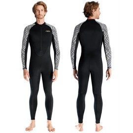 Skyone Dive Skins Swimsuit Full Body Rash Guard for Men Women, Thin Wet Suit Scuba Skin UV Protection Long Sleeve, One Piece Quick Dry Wetsuits Diving Skin for Snorkeling (Black Men, X-Large)