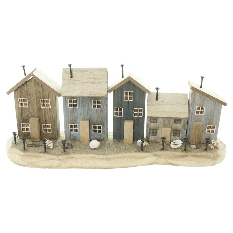 FRANK FLECHTWAREN Decorative Houses Beach Promenade, Wood, Metal Nails, Shells,