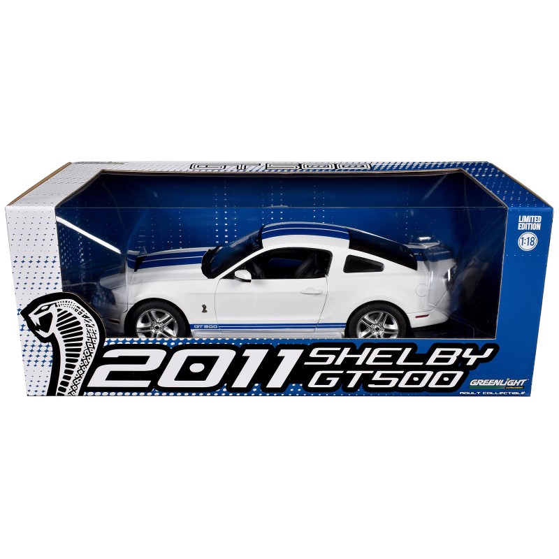 2011 Shelby GT500 Performance White with Grabber Blue Stripes 1/18