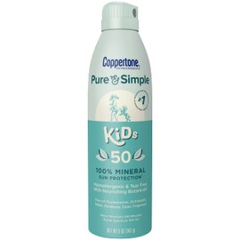 Coppertone Coppertone Pure and Simple Kids Sunscreen Spray SPF 50, Zinc Oxide Mineral , Tear Free, Water Resistant, Broad Spectrum , 5 Oz