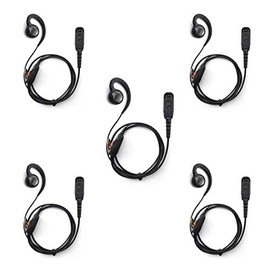 [5-Pack] ProMaxPower C-Shape Swivel Earpiece Headset with PTT Button & Microphone for Motorola Two-Way Radios XPR7350e, XPR7550, XPR7580, XiR-P8268, MTP850, APX4000