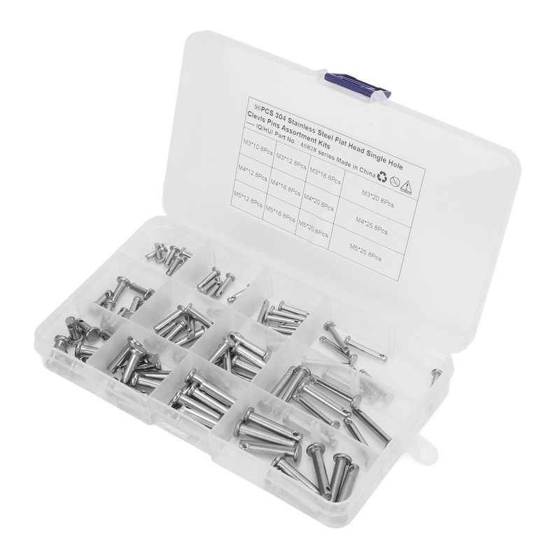 12 Sizes Stainless Steel Clevis Pin Single Hole Flat Head